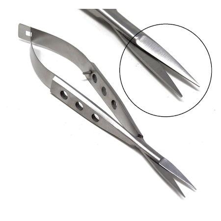 A2Z Scilab Castroviejo Micro Scissors 4.5" Straight, Fenestrated Flat Handle A2Z-ZR535